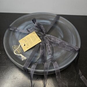 AKCAM Turkish Glass/Slag Swirl Salad/Dessert 8" Plates NEW W Sticker UNUSED